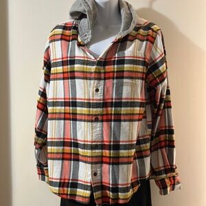 KIDS, size XXL(18) flannel hoodie shirt.